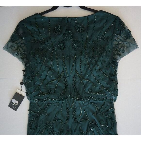 Adrianna Papell Women's Sz 6 Green Beaded Knee-Length Cocktail Party Dress - Picture 7 of 10